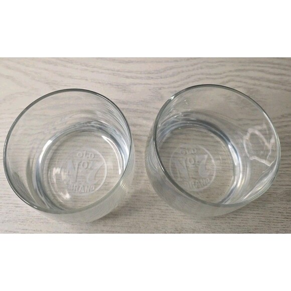 ( 2) Jack Daniels Old No. 7 Whiskey Rock Glass Etched Round Bottom Low Ball - Picture 2 of 4